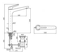 Смеситель с высоким изливом для раковины Zucchetti Medameda ZMM712/ZMM715 схема 2 Смеситель с высоким изливом для раковины Zucchetti Medameda ZMM712/ZMM715 схема 2
