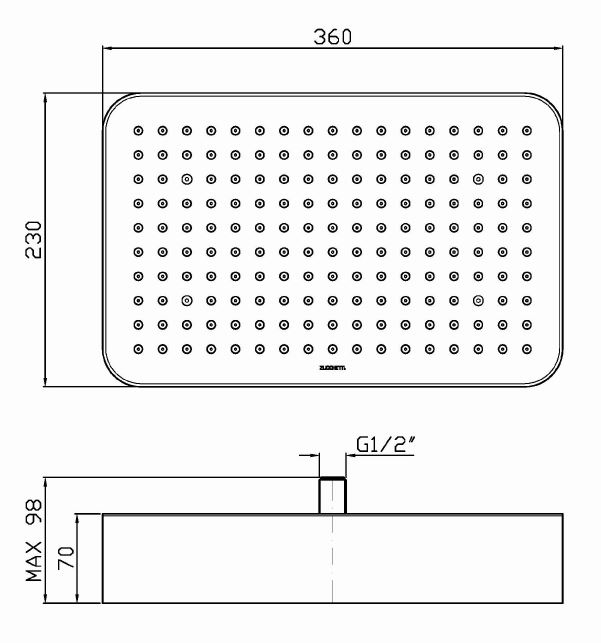 Тропический душ Zucchetti 36х23 см Z94144
