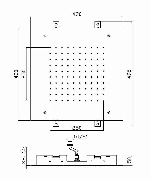 Тропический душ Zucchetti 43 см Z94227 ФОТО