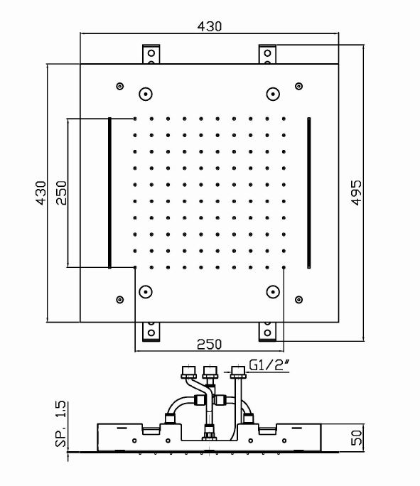 Тропический душ Zucchetti 43 см Z94229