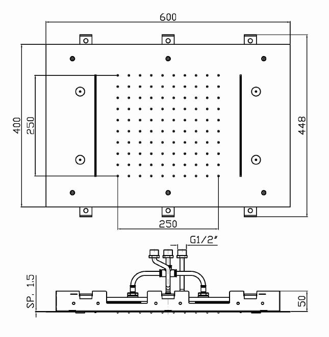 Тропический душ Zucchetti 60х40 см Z94218