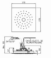 Тропический душ Zucchetti Isyarc 17 см Z94155 с LED подсветкой и эффектом дождя схема 2