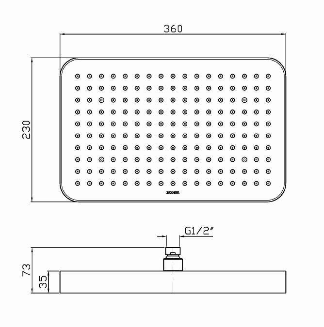 Тропический душ Zucchetti Nude 36х23 см Z94145