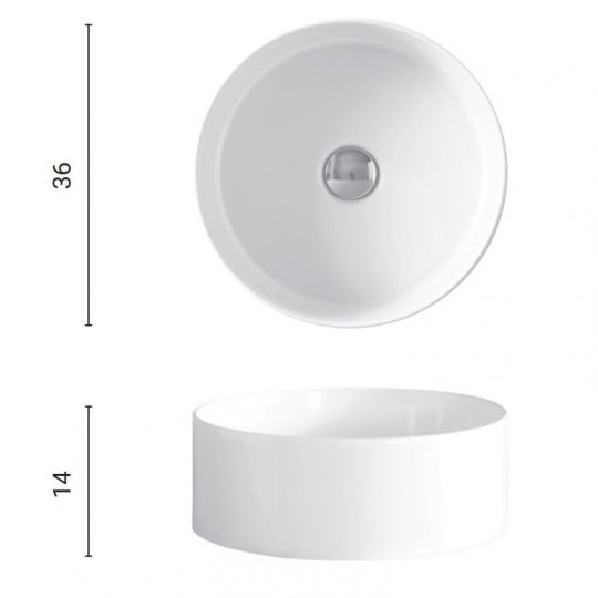 Раковина Nic Design Ovvio круглая 36x14 001 448 схема 2 Раковина Nic Design Ovvio круглая 36x14 001 448 схема 2