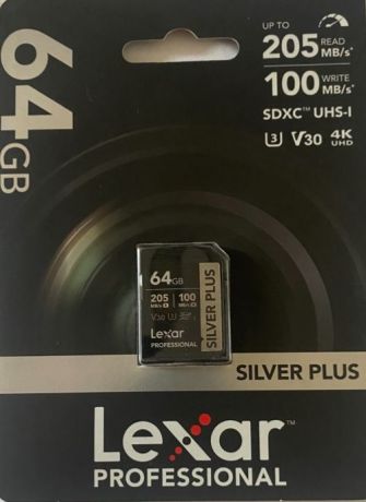 Карта памяти Lexar Silver Plus sdxc 64GB 205Mb/s
