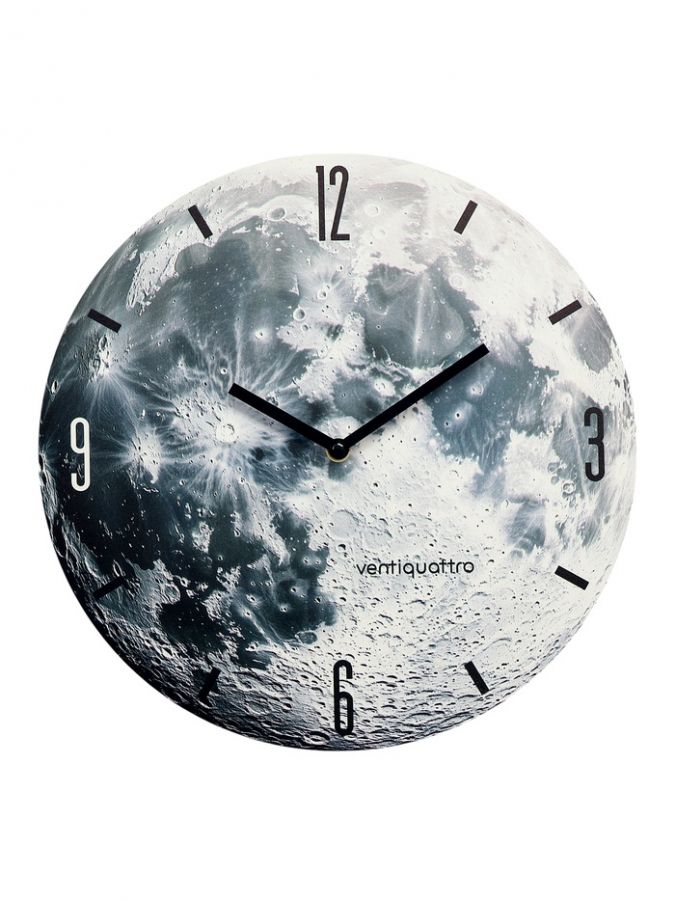 Часы настенные Luna, Луна, интерьерные, плавный ход, d=33.5 см