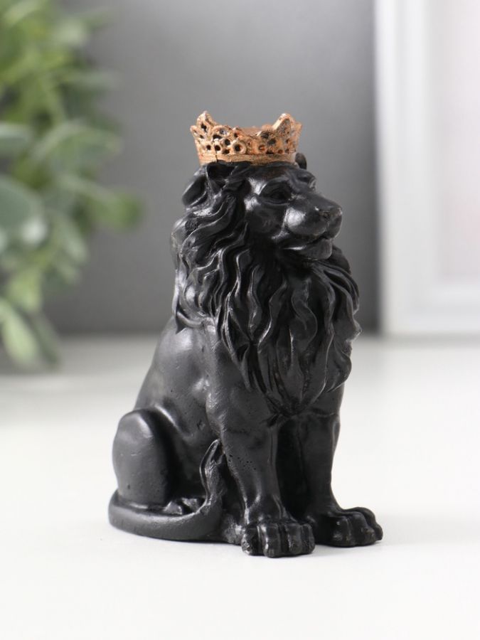 Фигурка гипс «Лев в короне», 9?4?6.5 см, чёрная