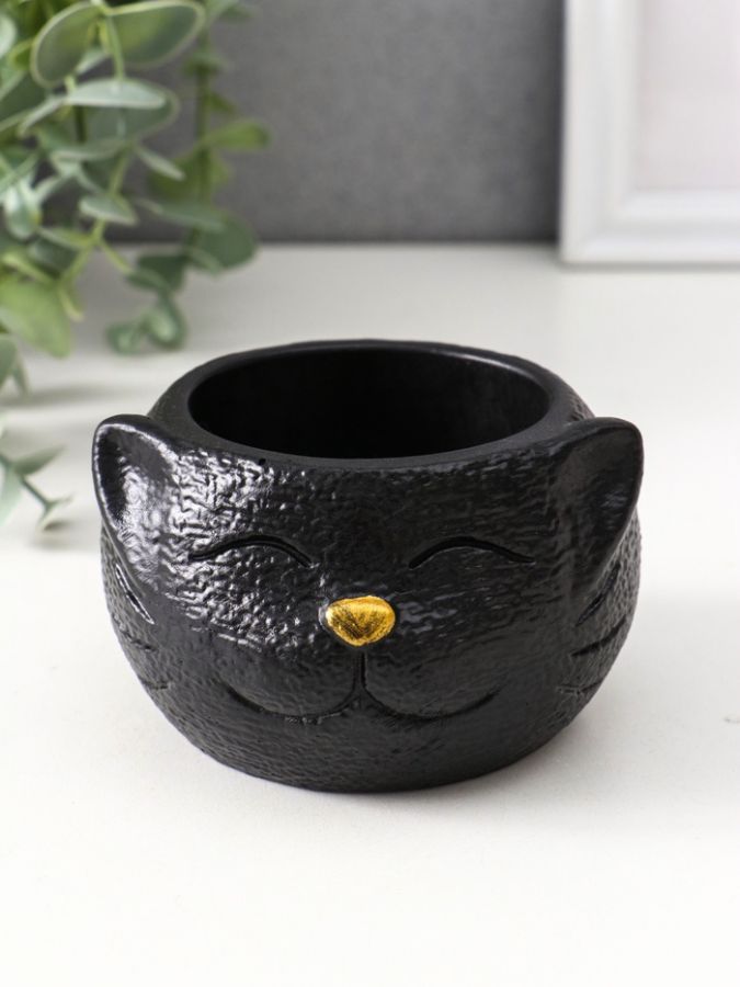 Подставка для мелочей «Кот», 6?9.5?10 см, чёрная