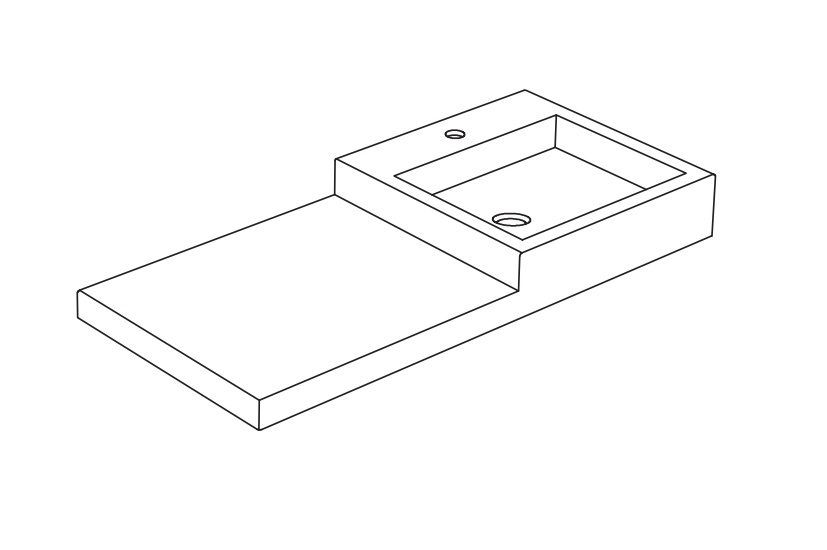 Изображение Прямоугольная раковина Nic Design Semplice 001 381 105х48 см с отверстием под смеситель