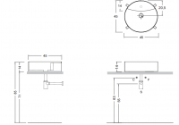 Раковина круглой формы Nic Design Consolle 45х45 см 001 724 с отверстием под смеситель схема 2