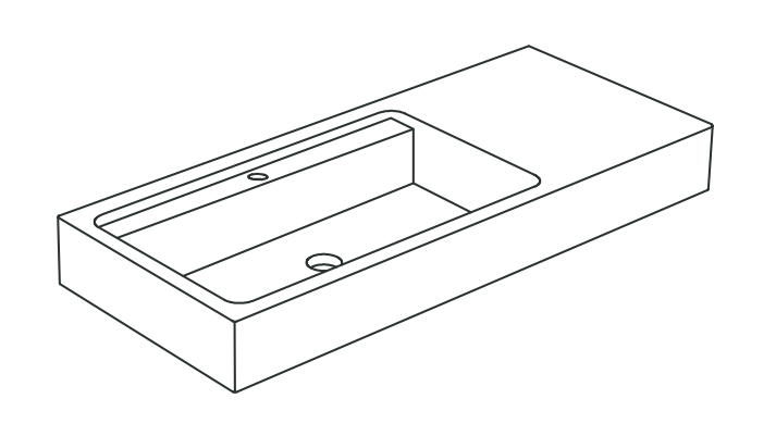 Изображение Прямоугольная керамическая раковина Nic Design Elen 001 734 120х50 см с отверстием под смеситель