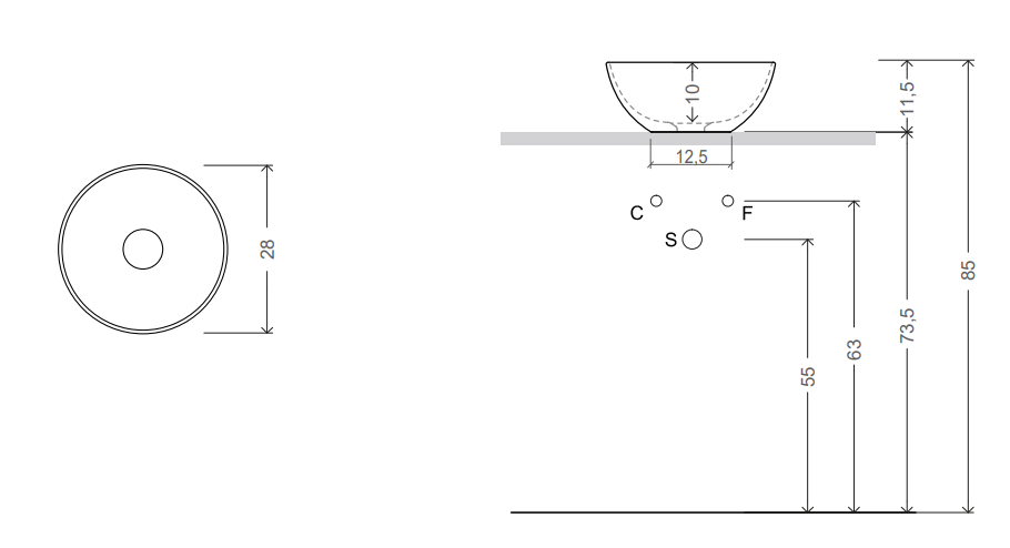 Раковина круглая Nic Design Ciotola 001 928 28х28 см ФОТО