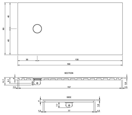 Душевой поддон Nic Design Piano 002 485 80х140 см ФОТО