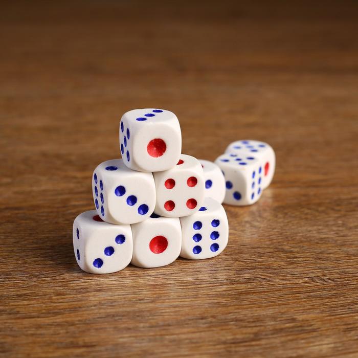 Кости игральные, кубики для настольных игр, 1.8?1.8 см, фасовка 100 шт.