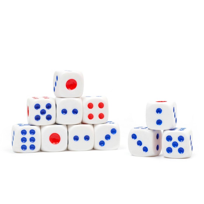 Кости игральные кубики, 1.6?1.6 см, фасовка 100 шт.