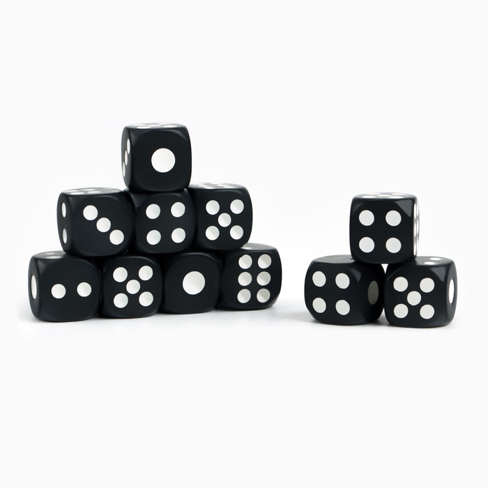 Кубики игральные, набор 100 шт., 1.2?1.2 см, чёрные