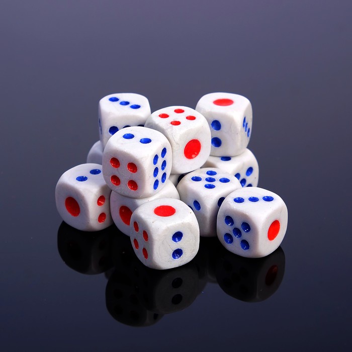 Кубики игральные, 1,6?1,6 см, набор 12 шт.