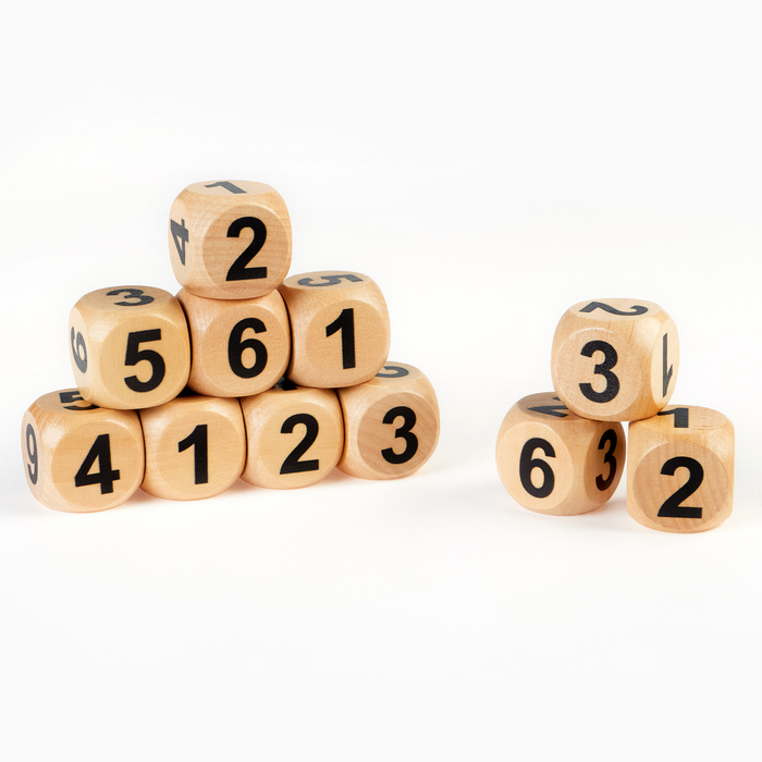 Кости игральные, деревянные кубики, набор 30 шт., 3?3 см, с цифрами