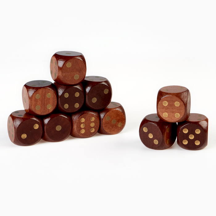 Кубики игральные, 3?3 см, набор 30 шт., коричневые