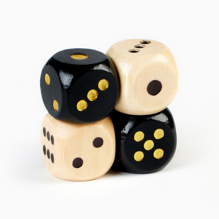 Кубики игральные, 1,6?1,6 см, набор 4 шт.