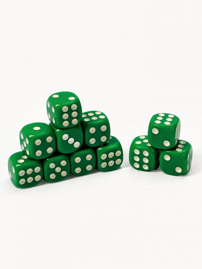 Кубики игральные, 1.4?1.4 см, набор 50 шт., зелёные