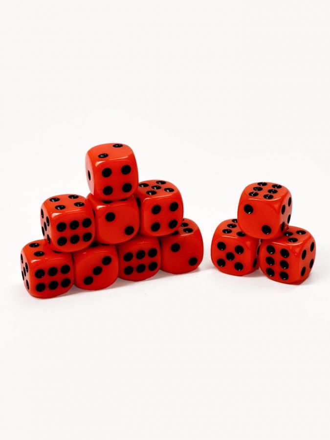 Кубики игральные, 1.4?1.4 см, набор 50 шт., красные