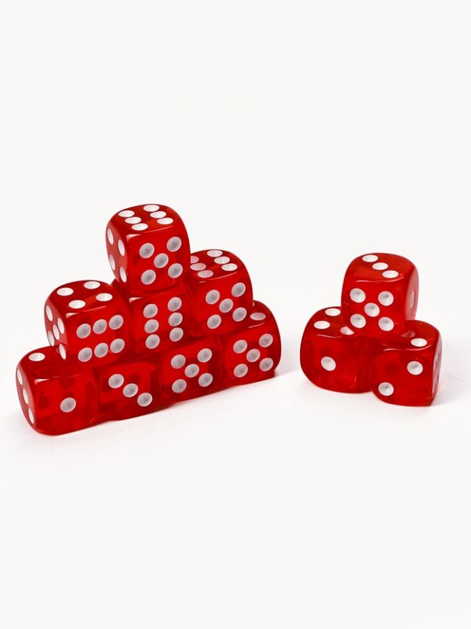 Кубики игральные, 1.6?1.6 см, набор 50 шт., красные
