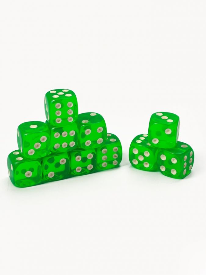 Кубики игральные, 1.6?1.6 см, набор 50 шт., зелёные