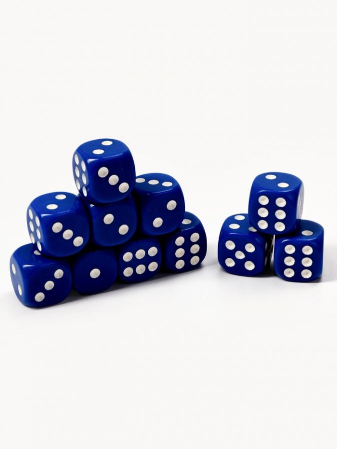 Кубики игральные, 1.6?1.6 см, набор 50 шт., синие