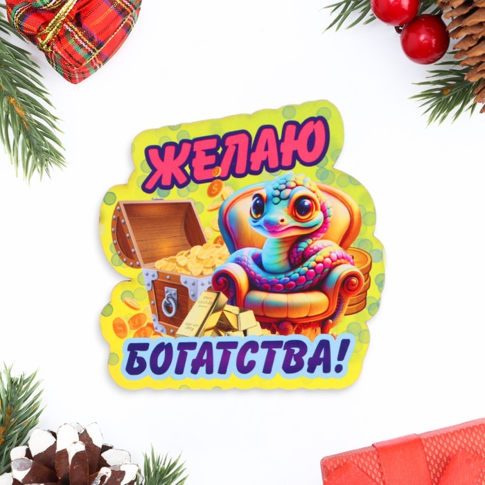 Магнит на холодильник «Змея: Желаю богатства!»