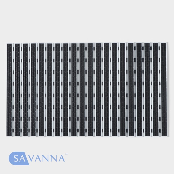 Коврик противоскользящий в ванну на присосках SAVANNA, 40?68 см, цвет чёрный