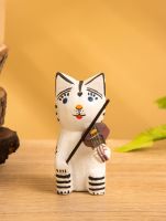 Сувенир «Кот скрипач», 3.5?8?8 см, дерево, белый