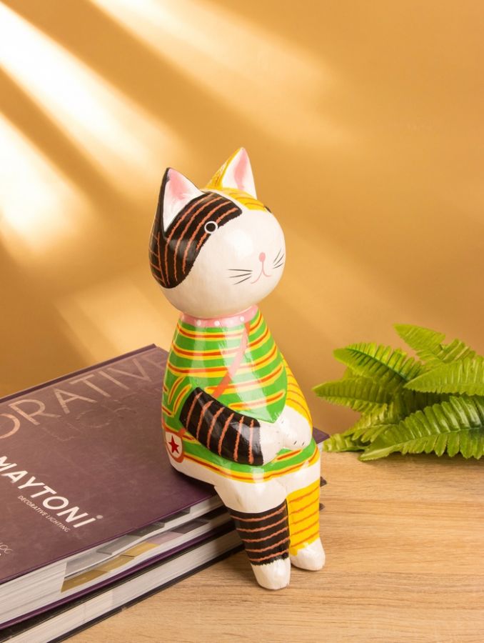 Сувенир «Кошка сидящая», 10?10?28 см, дерево, жёлтый