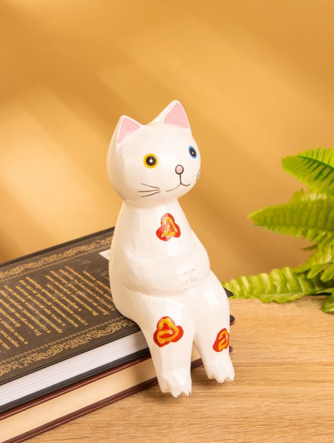 Сувенир «Кот сидячий», 7?5?15 см, дерево, белый