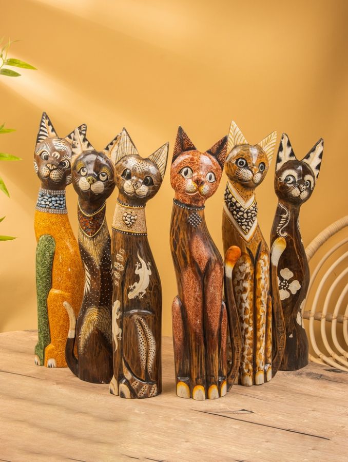 Сувенир «Кошка», 60?14?6 см, дерево, коричневый, МИКС