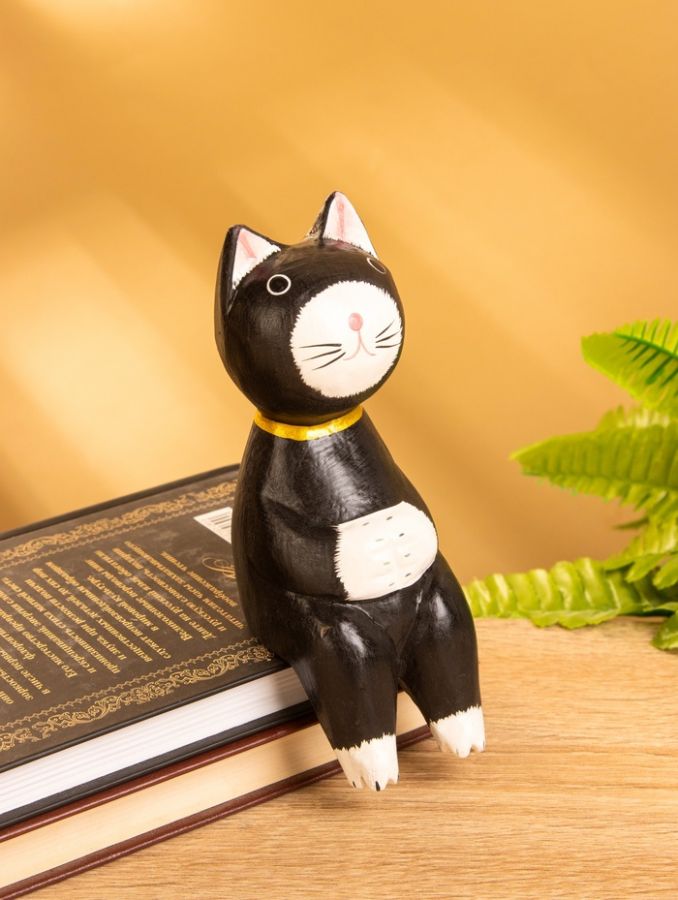 Сувенир «Кот сидячий», 5?6?15 см, дерево, чёрный