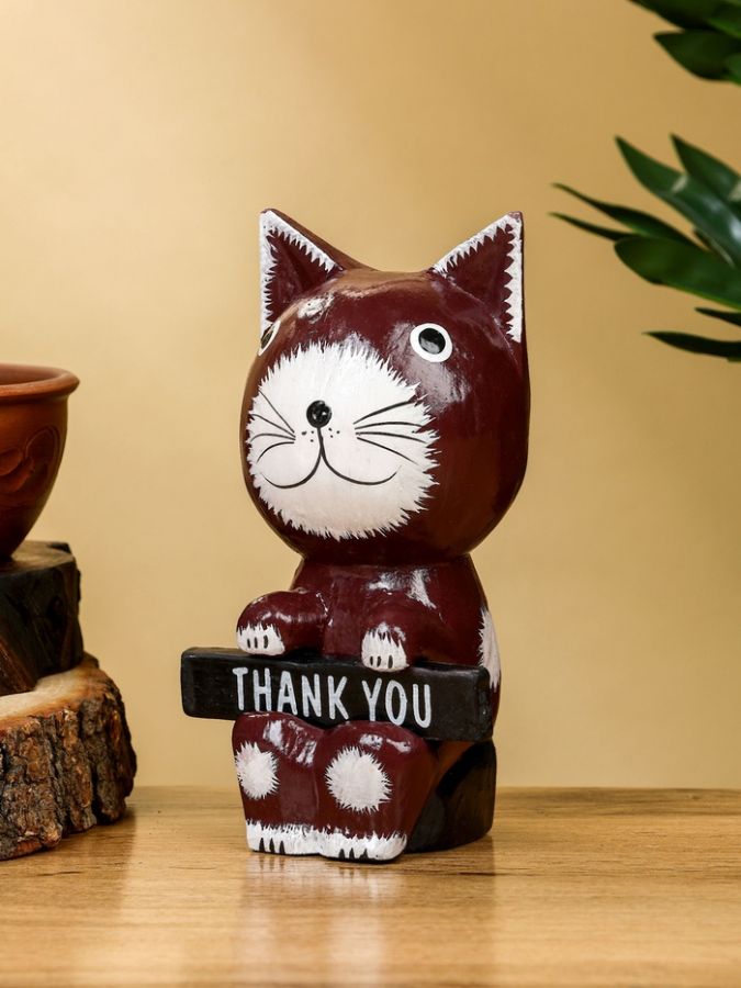 Сувенир «Кот с табличкой WELCOME», 10?7?16 см, дерево, бело-коричневый