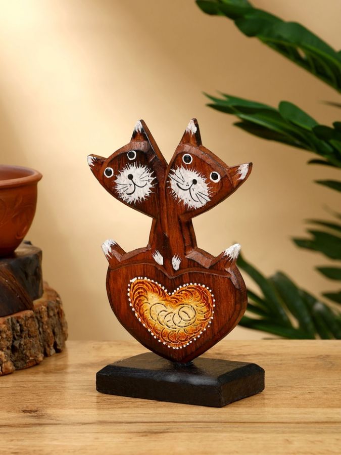 Сувенир «Кошачья парочка», 8?5?15 см, дерево, коричневый