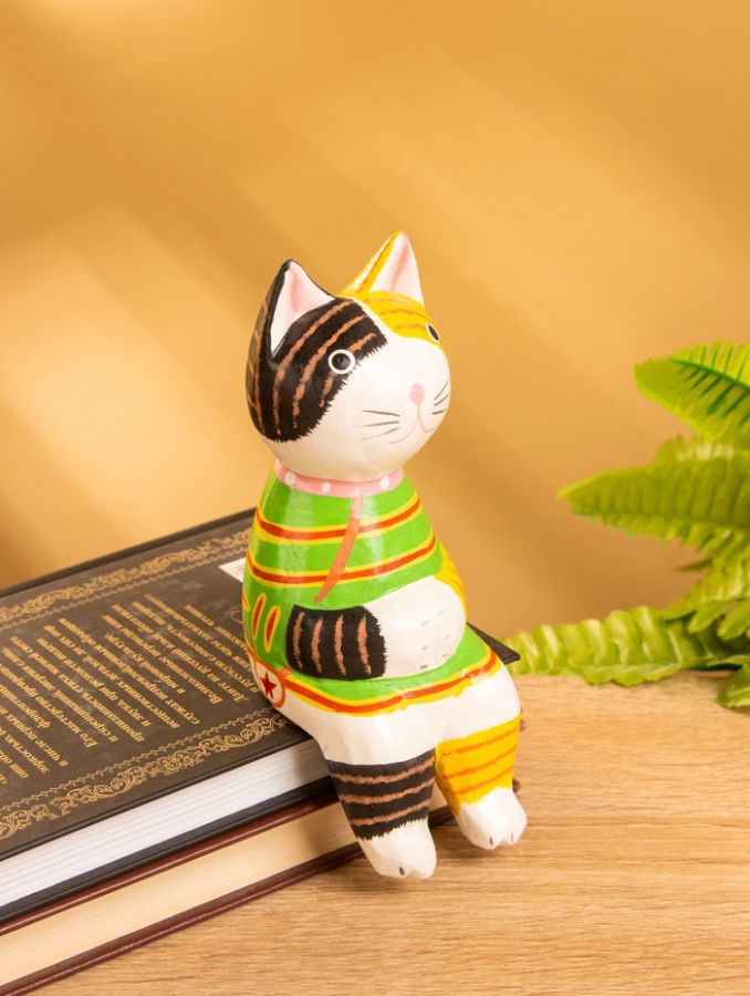 Сувенир «Кошка сидящая», 6?6?15 см, дерево, жёлтый