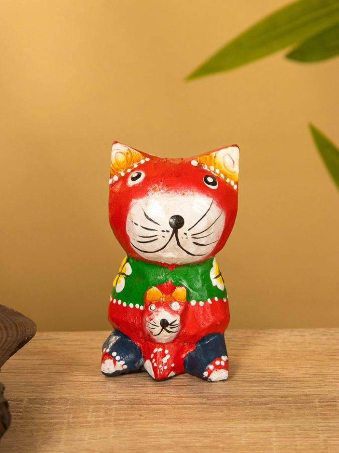 Сувенир интерьерный «Котики», 5?5?8 см, дерево, красный