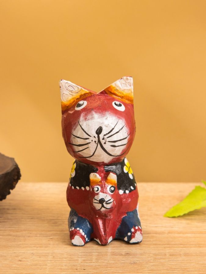Сувенир интерьерный «Котики», 5?5?8 см, дерево, бордовый
