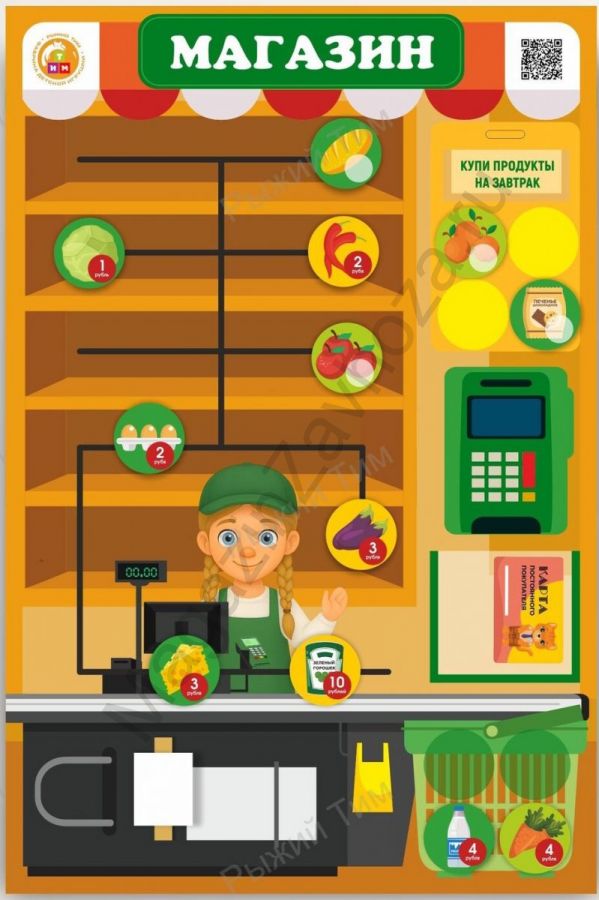 Дидактическая настенная панель "Магазин" | Уголок финансовой грамотности в ДОУ