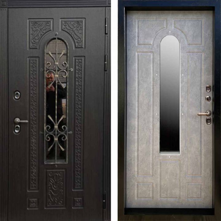 Входная дверь с терморазрывом и стеклопакетом Termo-door Лацио Винорит Венге - Бетон светлый