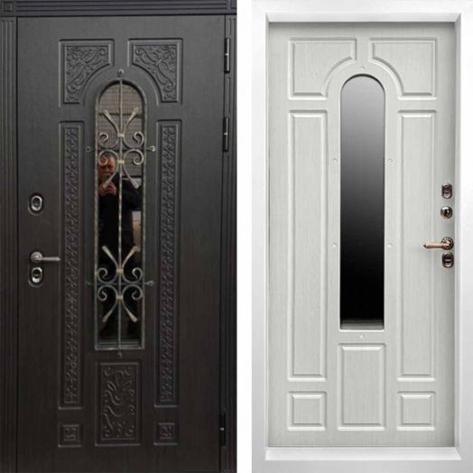 Входная дверь с терморазрывом и стеклопакетом Termo-door Лацио Белая Винорит Венге - Лиственница