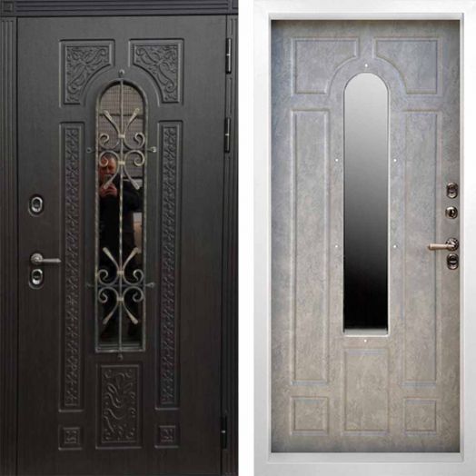 Входная дверь с терморазрывом и стеклопакетом Termo-door Лацио Белая Винорит Венге - Бетон светлый