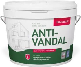 Краска Антивандальная Bayramix Ultra Durable AntiVandal 9л Силиконовая для Поверхностей с Высокой Эксплуатационной Нагрузкой.