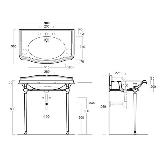 Консоль под раковину Simas Arcade ARCG1 схема 3