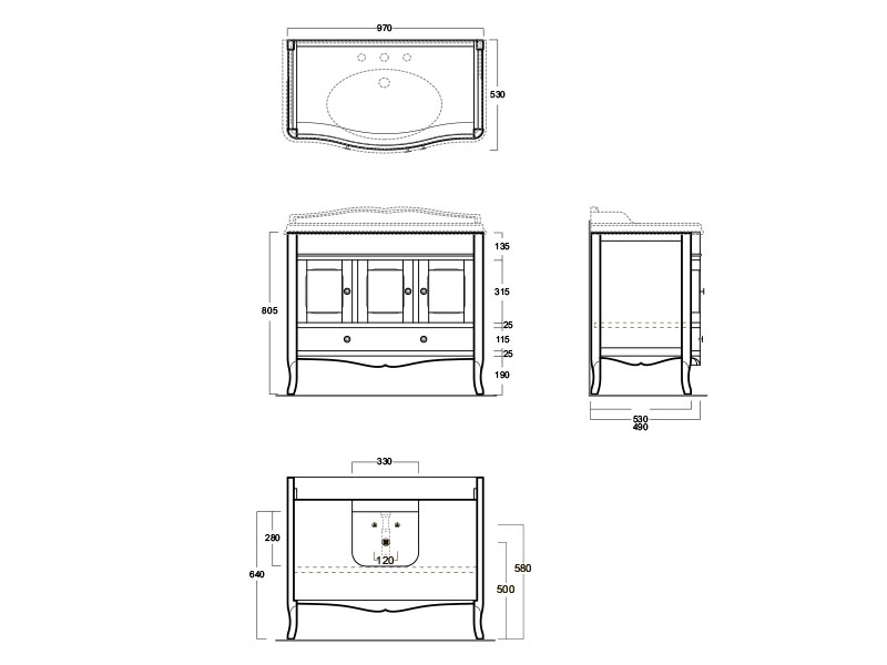 Тумба под раковину Simas Arcade ARMC105 105х56 см ФОТО