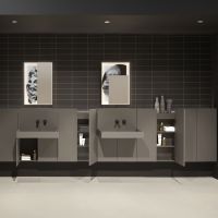 Шкаф подвесной Antonio Lupi ALBO5372W с LED подсветкой, 2 дверки, с топом, GRIGIO SMOG LUCIDO схема 2