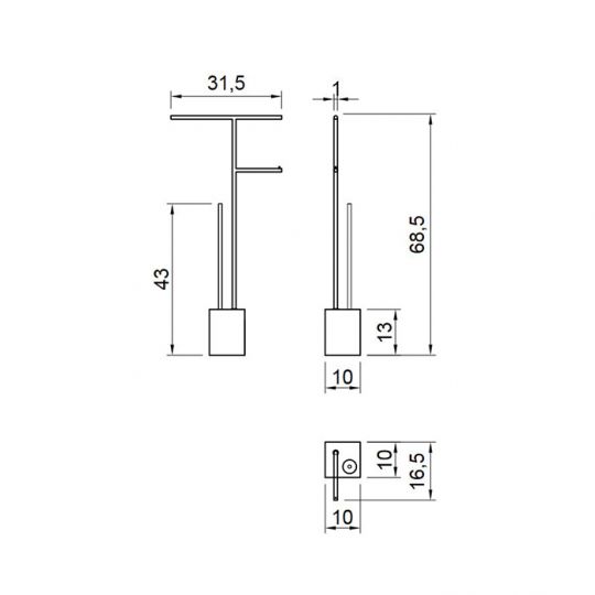 Стойка для туалета Antonio Lupi Bivio BIVIOCOMBI1 напольная схема 2